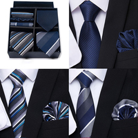 Ensemble cravate et pochette en soie artificielle 3 pièces, 1200 points, pour homme, essentiel pour les affaires, les mariages et les fêtes, classique, élégant, coffret cadeau