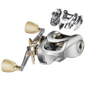 Moulinet de pêche à la traîne entièrement métallique extra-large à corps large pour droitier, anti-recul, poignée puissante, rapport de transmission 7.2:1, 310g - Product Image 1