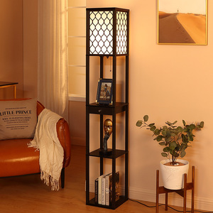 <span class=keywords><strong>Lampe</strong></span> de sol noire à 3 niveaux, style nordique moderne, en bois, pour salon, avec <span class=keywords><strong>étagère</strong></span> de rangement étroite et luxueuse - Product Image 3