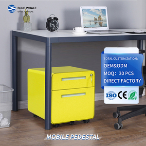 Meuble de classement mobile à 2 tiroirs avec tiroirs verrouillables et roulettes pour l'organisation de bureau - Product Image 1