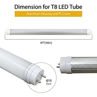 Tube LED KS T8 1,2 m (4 pieds) 180 lm/W, vente en gros usine, excellente dissipation thermique avec boîtier semi-aluminium et couvercle PC laiteux