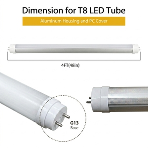Tube LED KS T8 1,2 m (4 pieds) <span class=keywords><strong>180</strong></span> lm/W, vente en gros usine, excellente dissipation thermique avec boîtier semi-aluminium et couvercle PC laiteux - Product Image 2