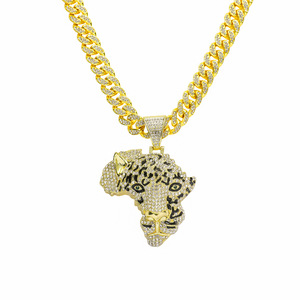 New Simple Personalization Design Geometric Shaped Leopard Head <b>Animal</b> Pendant Necklace Hiphop Mens Necklace Wholesale Jewelry - Product Image 6