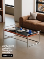 Table basse moderne Rio, style Bauhaus, en bois massif et acier inoxydable, meubles de salon pour petites maisons