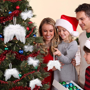 Mini piuma rossa <span class=keywords><strong>ali</strong></span> d'<span class=keywords><strong>angelo</strong></span> per artigianato fai da te bianco appeso albero di natale festa decorazioni per la casa decorazioni per bambini - Product Image 3