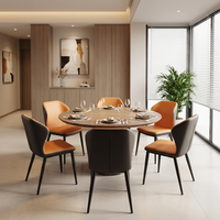 Chaise de salle à manger MULIGNA avec dossier ergonomique rembourré en mousse haute densité confortable, revêtement en cuir écologique et pieds en métal