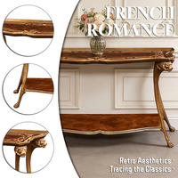 Table console de style baroque européen à double niveau pour l'entrée, le couloir, le salon, en bois massif, style royal vintage antique