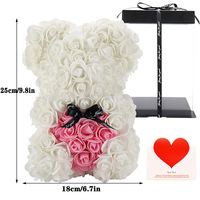Fait à la main 25cm fleur éternelle Rose ours déesse PVC boîte-cadeau frais mousse fleur ours pour l'étiquetage transfrontalier pour la Saint-Valentin