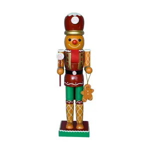 Wholesale Wooden Gingerbread Man soldiers Christmas Nutcracker Figurines Good Workmanship Newest Custom Christmas Nut