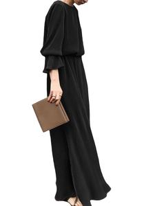 Nuevo Vestido de satén modesto Estilo vintage con cinturón manga acampanada tiras material musulmán Malasia Indonesia Oriente Medio <span class=keywords><strong>cabaya</strong></span> - Product Image 5