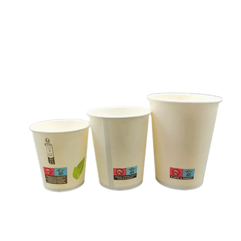 Commercio all'ingrosso personalizzato Logo stampato 8 oz PE rivestito biodegradabile monouso a parete singola tazza di caffè di carta con coperchio