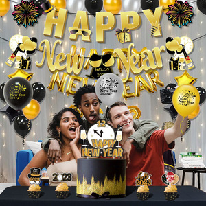 <span class=keywords><strong>2023</strong></span> décoration de fête du Nouvel An HappyNewYear feux d'artifice tirer drapeau Nouvel An gâteau carte ballon arrangement - Product Image 3