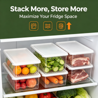Boîte de rangement transparente en plastique alimentaire pour réfrigérateur, type tiroir, organisateur de réfrigérateur avec affichage de la température, pour cuisine