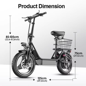 Scooter Eléctrico al Mejor Precio, Asiento de 14 Pulgadas, Plegable, Motor sin Escobillas de 350W, Marco de Acero de Alto Carbono, Certificado, Frenos de Disco Impermeables, 28 km de Autonomía - Product Image 1