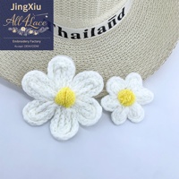 Applique florale 3D au crochet, faite main, motif marguerite et tournesol blanc, à coudre, tissée à la main, pour vêtements d'enfants, fourniture d'usine