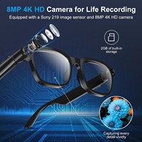 Gafas Inteligentes con IA, Cámara de 8MP, Video HD, Captura de Fotos, Traducción en Tiempo Real, Asistente de Grabación, Audio de Oreja Abierta, Resistentes al Agua