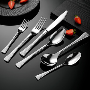A54 Double-Sided Fishtail Pattern 304 Stainless Steel Knife <b>Fork</b> Spoon Set Durable European Style Tableware For Hotels - Product Image 5