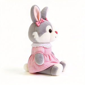 Nuevo Diseño de Peluche de Conejo Gris, Adorable Conejo con Vestido, Peluche de Animal Personalizado, Peluche de Conejo Relleno - Product Image 5