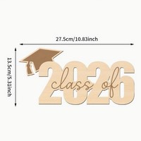 Plaque décorative en bois découpée pour la remise des diplômes 2026, avec casquette de diplômé, pour la maison, le bureau ou comme décoration de fête de fin d'études 2026