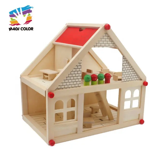 Baby Toy Set Wholesale Delicate Baby Wooden Doll House Play Set Stylish Wooden Doll House Toy For Kids W06A033