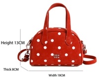Sac Boston Mini à Pois JINZE3407 en Cuir PU Souple, Sac à Main avec Bandoulière Amovible, Sac à Bandoulière Mignon pour Femme, Idéal pour le Quotidien et les Rendez-vous
