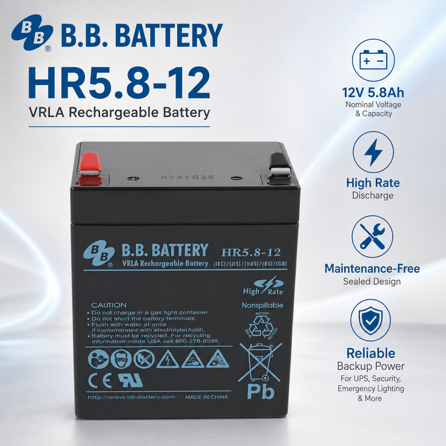 High Rate Use BB Battery 12V 5.8Ah HR5.8-12 sealed Battery BB Energy Storage Battery Pack