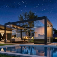 Pérgola Motorizada de Aluminio con Rejillas de 4x4m, Resistente a Huracanes y Nieve, con Sistema de Drenaje Oculto, Ecológica y Resistente al Viento
