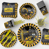 Artículos para Fiestas de Cumpleaños con Temática Arquitectónica, Decoración de Mesa para Fiesta de Excavadora, Platos de Papel, Servilletas, Tenedores