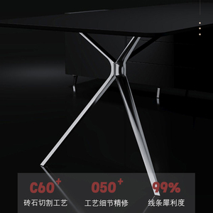 Muebles de oficina ejecutivos de diseñador moderno Escritorio CEO jefe en forma de L con pies de aleación de aluminio galvanizado sólido - Product Image 5