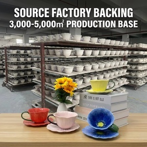 Factory Direct Flower Style <strong>Ceramic</strong> Coffee <strong>Mug</strong> and Saucer Set 250ml Capacity <strong>Ceramic</strong> <strong>Handmade</strong> Painting Tea Cup - Product Image 6