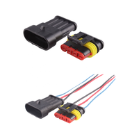 Paire de Connecteurs Automobiles Étanches à 4 Broches - Fiche Mâle Femelle Douille pour Faisceau de Câblage de Conversion HID, Bornes Style AMP