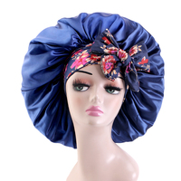 Nouveau Design Ruban Élastique Grand Chapeau De Sommeil Casquette De Coiffure Bonnet En Satin Solide Avec Cravate Imprimée Bonnet En Satin Casquettes Femmes