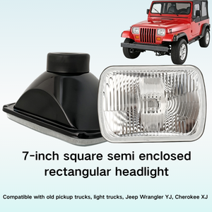 Nouveau phare de remplacement H4 homologué DOT, 6x7 pouces, anti-jaunissement, halogène scellé carré pour Comanche MJ et fourgonnette E-Series - Product Image 6