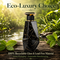 Flacon de parfum en verre marbré noir à étiquette privée, sérigraphie mate personnalisable, 30 ml/50 ml/100 ml, élégant