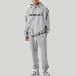 Conjunto de sudaderas con capucha gruesas de lana de 400G para hombre, sudaderas con capucha lisas en blanco de talla grande, conjunto de dos piezas bordado con logotipo personalizado para hombre - Product Image 3