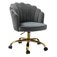 Chaise de manucure moderne en velours pliable pivotante avec base en métal doré réglable et roulettes, pour chambre, cuisine, salon