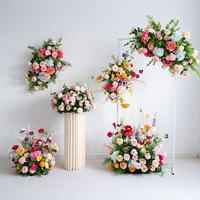 Boule de fleurs artificielles en soie colorée, à suspendre au mur ou à poser au sol, pour décorations de mariage