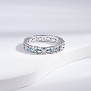 custom plata <b>925</b> sterling <b>Silver</b> Classic Gold Plated Sapphire <b>ring</b> wedding cheap Turquoise blue women Engagement <b>Rings</b> for women - Product Image 4