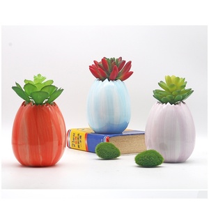 Vaso in Ceramica a Forma <span class=keywords><strong>di</strong></span> Zucca a Righe Stile Cartone Animato, Multicolore, per Piante Grasse e Fiori, Decorazione Moderna per Casa, Scrivania e Davanzale - Product Image 5