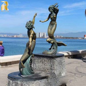 Estatua de Sirena de Bronce Antigua de Metal para Decoración de Jardín al Aire Libre de Tamaño Real con Nuevo Diseño - Product Image 1