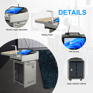 Podium numérique intelligent avec roulettes mobiles Moniteur <span class=keywords><strong>de</strong></span> 21,5in <span class=keywords><strong>Pupitre</strong></span> multimédia Équipement éducatif en acier pour concerts Conférences - Product Image 3