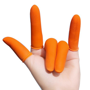 ถุงมือยางสีส้ม Lyc แบบใช้แล้วทิ้ง ป้องกันการลื่น ผิวสัมผัสแบบไมโครไดมอนด์ สำหรับงานอิเล็กทรอนิกส์ - Product Image 1