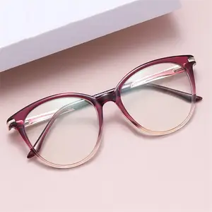 Maßge schneiderte Anti-Blau-Strahlung Brille Lager bereit tr90 klare Linse Brillen Damen oval blau Licht blockierende Brille Mode