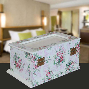 Wooden Jewelry <b>Box</b> With <b>Mirror</b> And Drawers For Women 30x20x15cm Rectangle Storage Organizer With Floral Design - Product Image 3