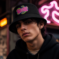 Sombrero de Pescador WEINI Retro con Logotipo Colorido, Gorra de Algodón Negra Estilo Hip Hop, Sombrero para el Sol para Viajes al Aire Libre, para Hombres y Mujeres