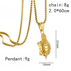 Collier pendentif tortue animal coulé vintage Collier acier titane Bijoux mode Collier unisexe acier inoxydable - Product Image 2