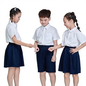 เสื้อนักเรียนสีขาวแขนสั้นสำหรับเด็ก ผ้าโพลีเอสเตอร์/คอตตอนถัก |   สินค้าพร้อมส่ง & บริการ OEM จาก FMF - Product Image 1