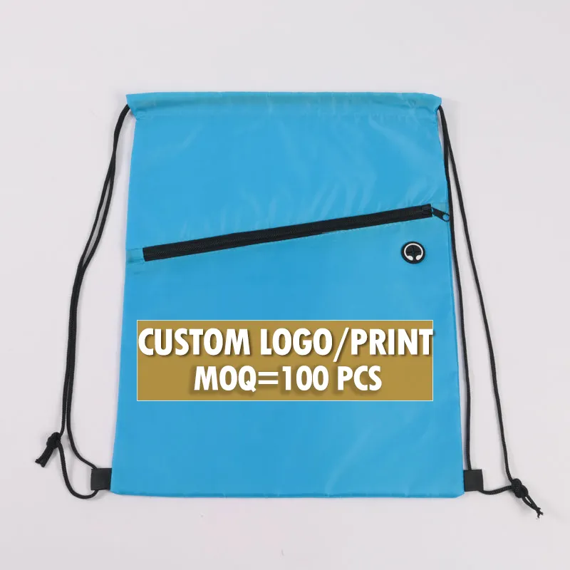 Sac à dos de randonnée à cordon de serrage durable pour entraînement en équipe de gymnastique Sac à cordon en nylon pour sport avec impression promotionnelle et logo personnalisé