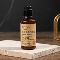 Gel Douche Hôtelier Ranbay Oriental Zen (35ml) - Flacon en Céramique PE Blanc Nacré avec Bouchon Flip Noir, Écologique et Jetable, aux Herbes
