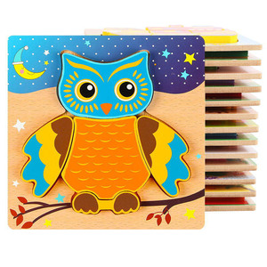 <span class=keywords><strong>Puzzle</strong></span> 3D in Legno a Forma di Animali Cartoon per Bambini, Giocattoli Educativi <span class=keywords><strong>Montessori</strong></span>, Set di <span class=keywords><strong>Puzzle</strong></span> in Legno - Product Image 4
